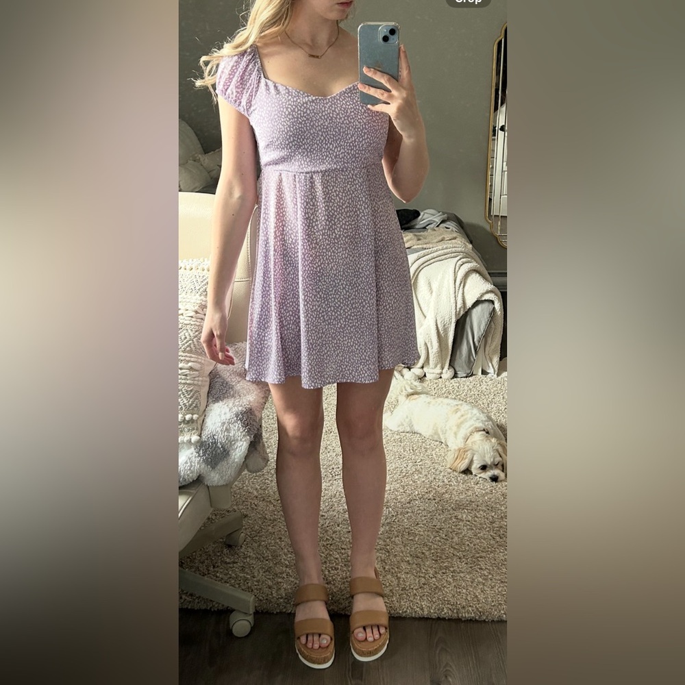 Lavender and white smocked dress